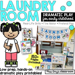 Laundry Room - Laundromat Dramatic Play Center Printables -Preschool Life Skills