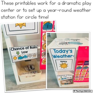classroom weather charts, weather calendar printables, weather station dramatic play