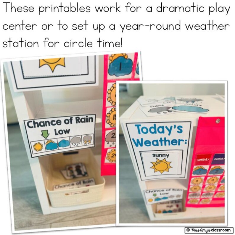 classroom weather charts, weather calendar printables, weather station dramatic play