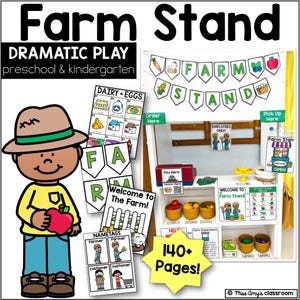 Material imprimible para juegos de rol en la granja: Actividad para preescolares sobre el mercado de agricultores