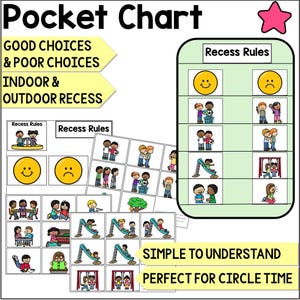 Preschool recess rules pocket chart cards for morning meeting