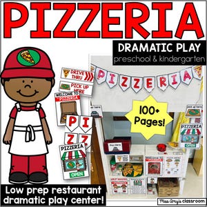 Preschool Pizzeria Dramatic Play Printables | Pizza Shop Pretend Play Center (PDF)