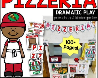 Preschool Pizzeria Dramatic Play Printables | Pizza Shop Pretend Play Center for Home and School (PDF)