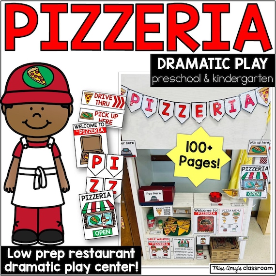 Preschool Pizzeria Dramatic Play Printables | Pizza Shop Pretend Play Center (PDF)