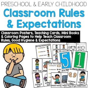 Regels en verwachtingen voor de kleuterschool Posters, kaarten, miniboekjes en kleurplaten - Prikborden terug naar school klasregels