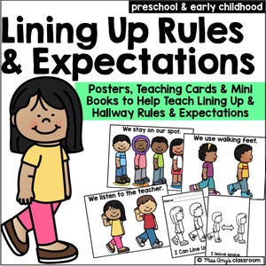 Conjunto de carteles con las reglas de formación para preescolares: imprimibles para la gestión del aula (editables en Google Slides y PowerPoint)