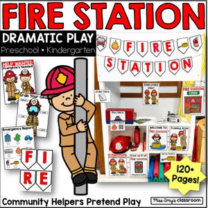 Fire Station Dramatic Play Center - Firefighter & Fire Safety Activities, Community Helpers - Preschool, Kindergarten Printable