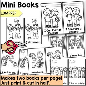 Preschool classroom rules mini book for reinforcing expectations at recess