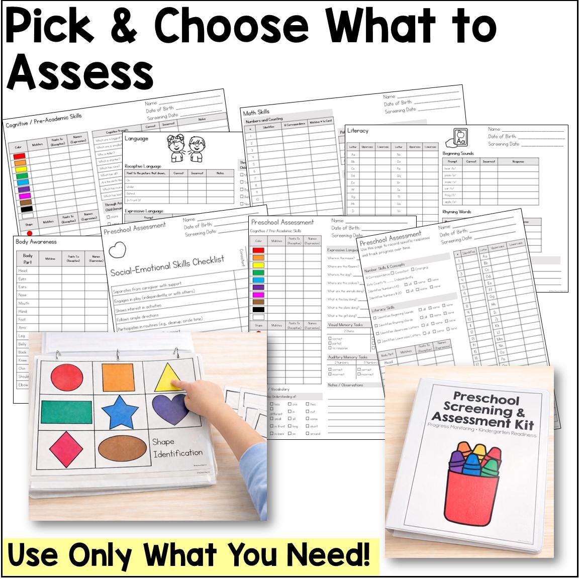 Preschool Assessment Kit - Pre-k Skills and Kindergarten Readiness ...