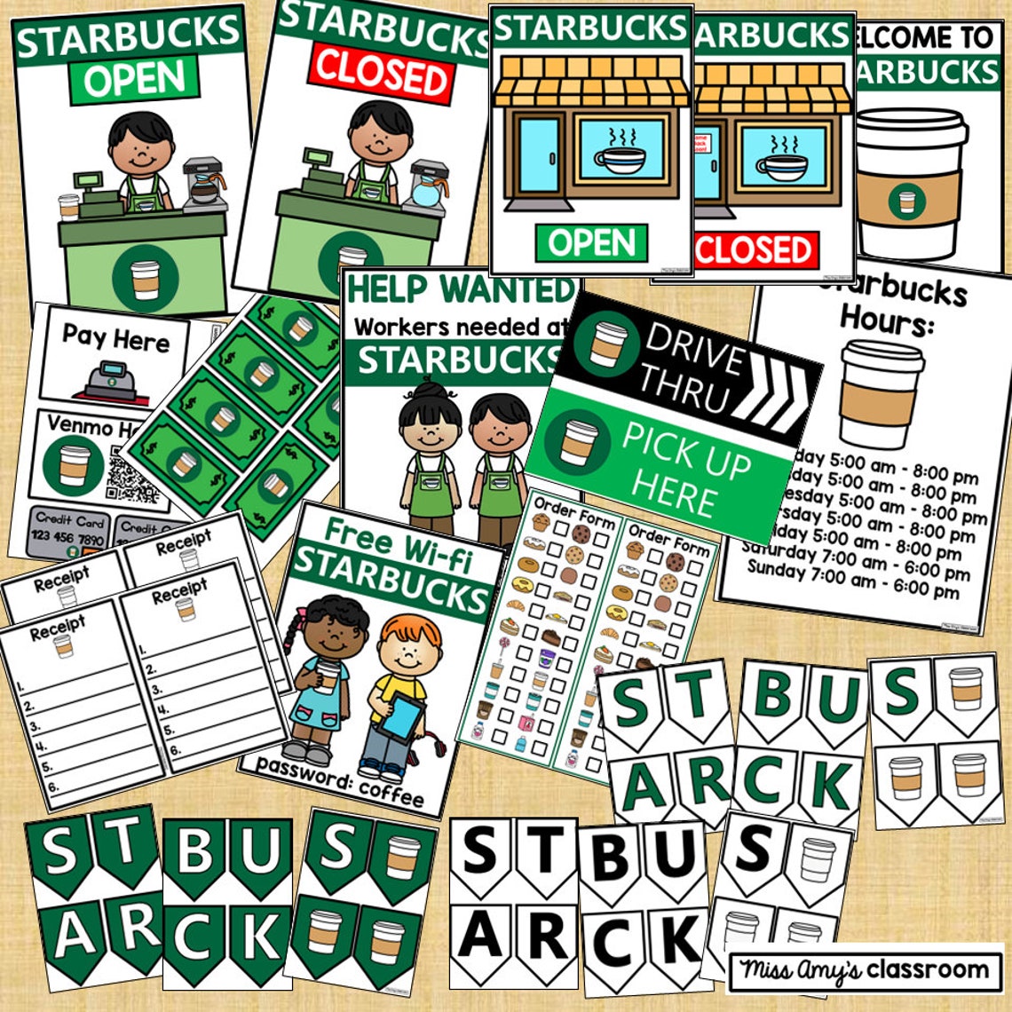 Starbucks Themed Dramatic Play Coffee Shop Printables Pretend Play for ...