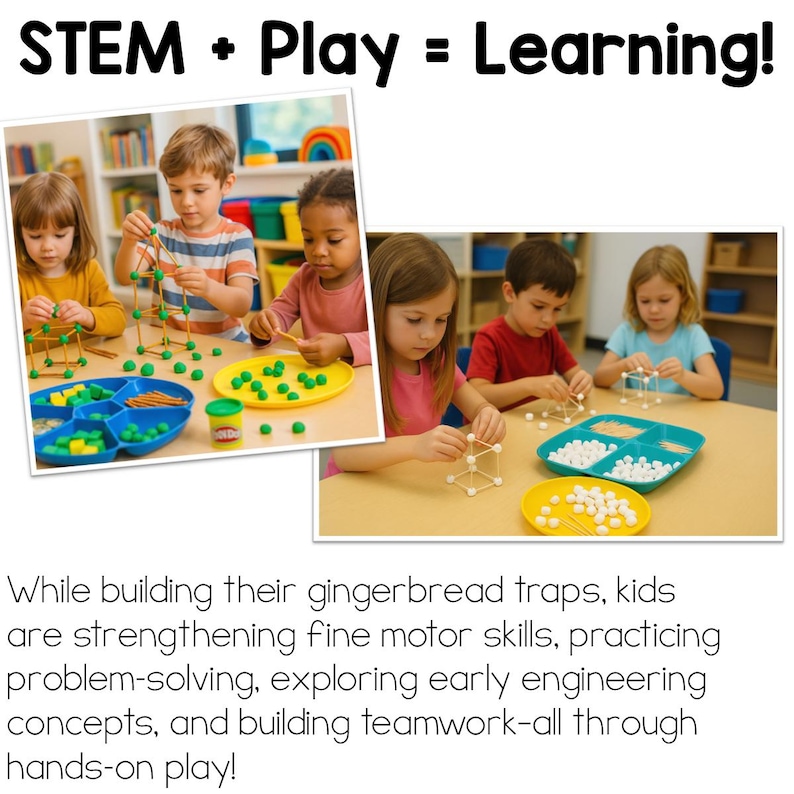 Gingerbread Man STEM Activity: Christmas Preschool & Kindergarten ...