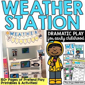 Imprimables pour station météo en classe | Station météo dramatique Play | Calendrier météorologique | Unité météorologique préscolaire
