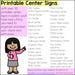 Editable Center Signs With Learning Objectives and Images | Preschool ...