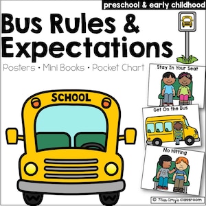 Bus Rules & Expectations – Posters, Teaching Tools, Visual Supports - EDITABLE - Preschool and Kindergarten Classroom Management