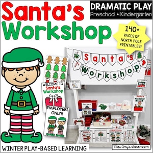 Santa's Workshop Dramatic Play Printables for Preschoolers- Christmas North Pole