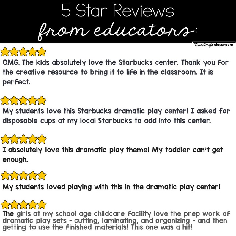 Starbucks Themed Dramatic Play Coffee Shop Printables Pretend Play for ...