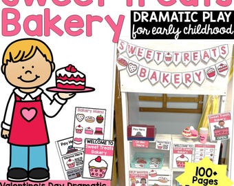 Sweet Treats Bakery: Valentine's Day Bakery Pretend Play Printables (PDF)