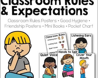 Editable Classroom Rules Posters: Preschool, Kindergarten Visuals (PDF Download, Editable PowerPoint, Google Slides)