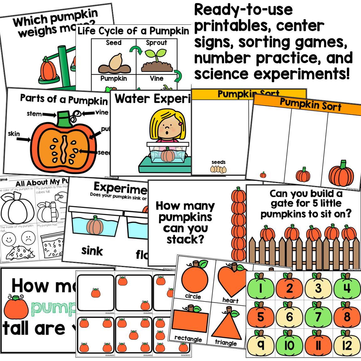 Pumpkin STEM Activities: Preschool & Kindergarten, Fall Science ...