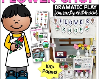 Juego de simulación de floristería para niños - Juego de rol de centro de jardinería imprimible - Actividad preescolar de primavera para el hogar o el aula (PDF)