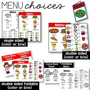 dramatic play pizza menus and printables for a pretend play pizzeria