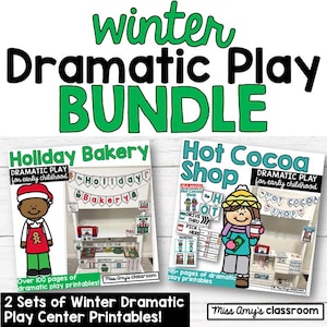 Materiales imprimibles para juegos de simulación de invierno: Panadería navideña y tienda de chocolate caliente (PDF)