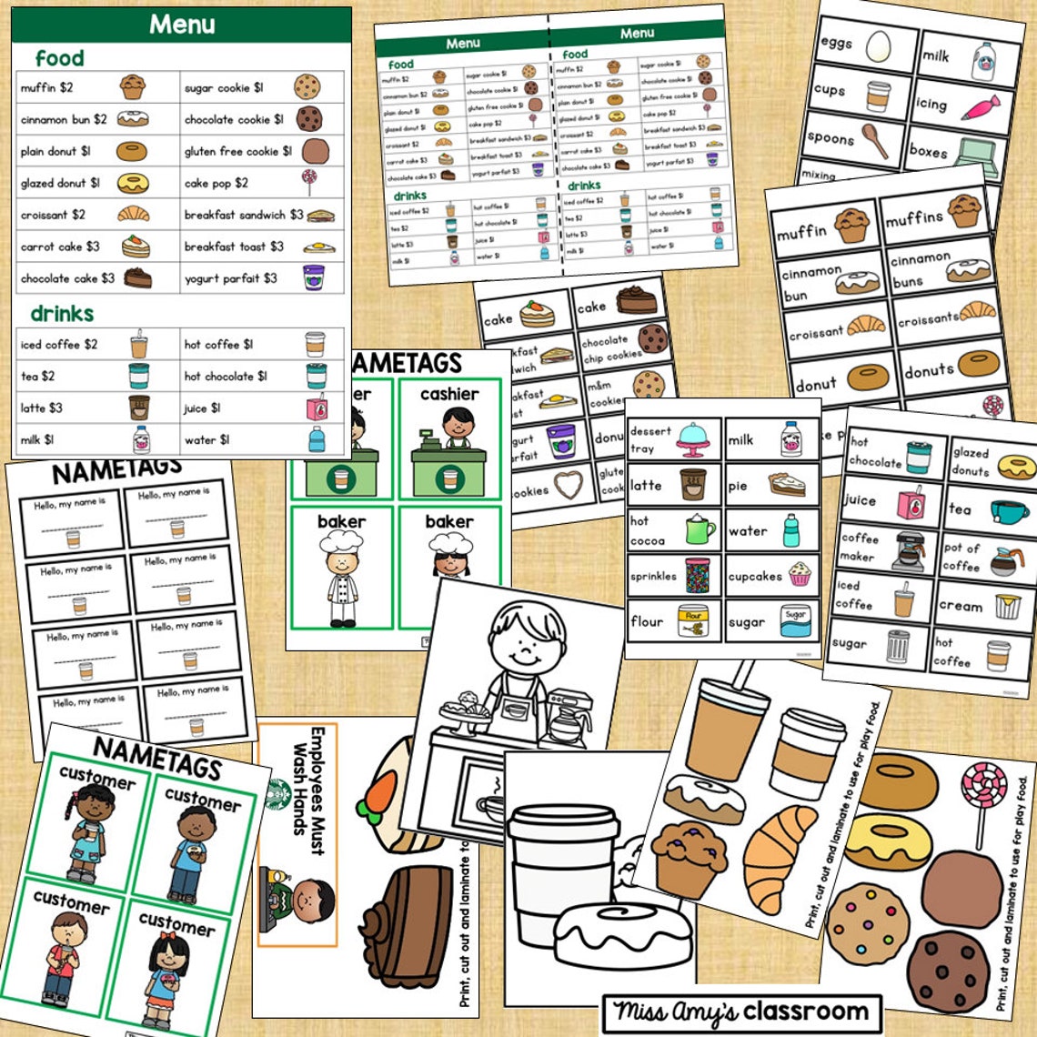 Starbucks Themed Dramatic Play Coffee Shop Printables Pretend Play for ...