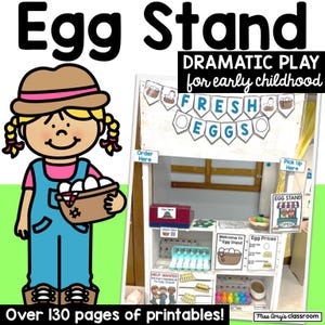 Egg Stand / Farm Dramatic Play Printables, Banner, Signs & Labels | Pretend Play Farm Printables | Preschool, Homeschool, Daycare, Kinder