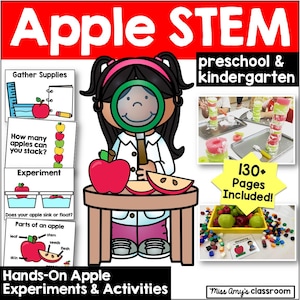 Centros de matemáticas STEM de Apple: Actividades de otoño para preescolar y jardín de infantes