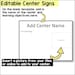 Editable Center Signs With Learning Objectives and Images | Preschool ...