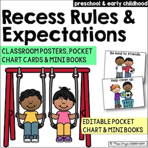 Recess Rules Posters: Classroom Management Printables (Google Slides & PowerPoint)