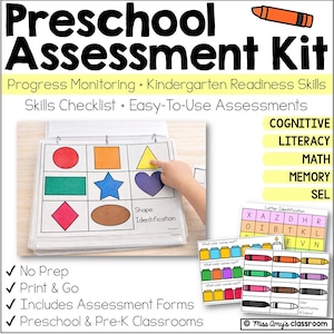 Preschool Assessment Kit - Pre-K Skills and Kindergarten Readiness - Use at Home or in School