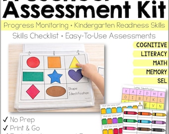 Preschool Assessment Kit - Pre-K Skills and Kindergarten Readiness - Use at Home or in School