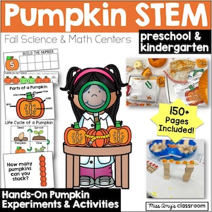 カボチャを使ったSTEMアクティビティと算数センター：未就学児・幼稚園児向け、秋の科学（印刷可能）