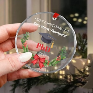 Décoration de l'obtention du diplôme de doctorat, décoration de doctorat personnalisée, cadeau PhD 2024, remise des diplômes 2024, décoration de premier Noël en tant que docteur, cadeau de doctorat personnalisé