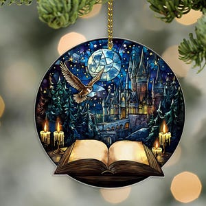 Wizard Castle Acrylic Ornament: Book Lover Gift, Magical Decor