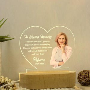 Personalized Light Up Memorial Plaque, Custom Memorial Led Light, Memorial Gift, Loss of Loved One, Dad Mom Memorial Custom Photo Keepsake