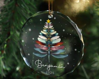 Personalized Dragonfly Christmas Ornament, Dragonfly Ornament 2025, Nature Inspired Holiday Gift, Memorial Keepsake Decoration
