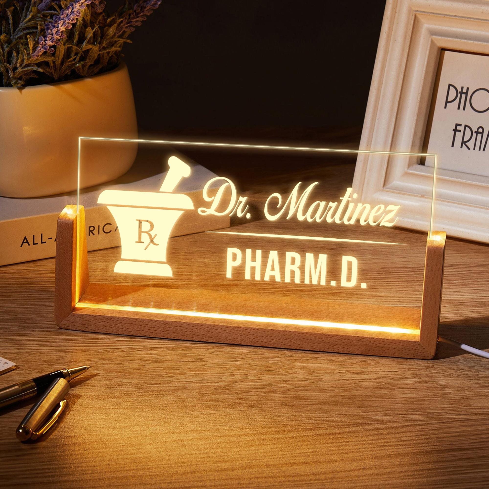 Personalized Pharmacist LED Desk Sign, Custom Pharmacy Gift for Pharmd ...