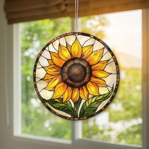 Sonnenblume-Fensterdekor, benutzerdefinierte Blumensonnenfänger, Boho Sonnenblume, Sonnenblumendekor, einzigartiges Sonnenblumengeschenk, Blumenweihnachtsverzierung, Sonnenblume