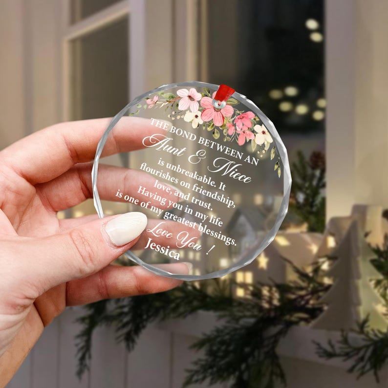 Personalized Aunt and Niece Ornament, Acrylic Floral Christmas Ornament ...