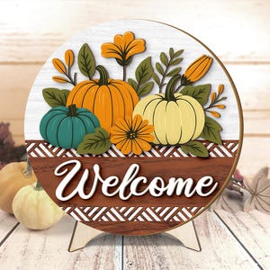 Fall Welcome Door Hanger | Fall Wooden Door Sign | Fall wooden Front door decor | Hello Fall Wooden Door Hanger | Pumpkin Fall Door Sign