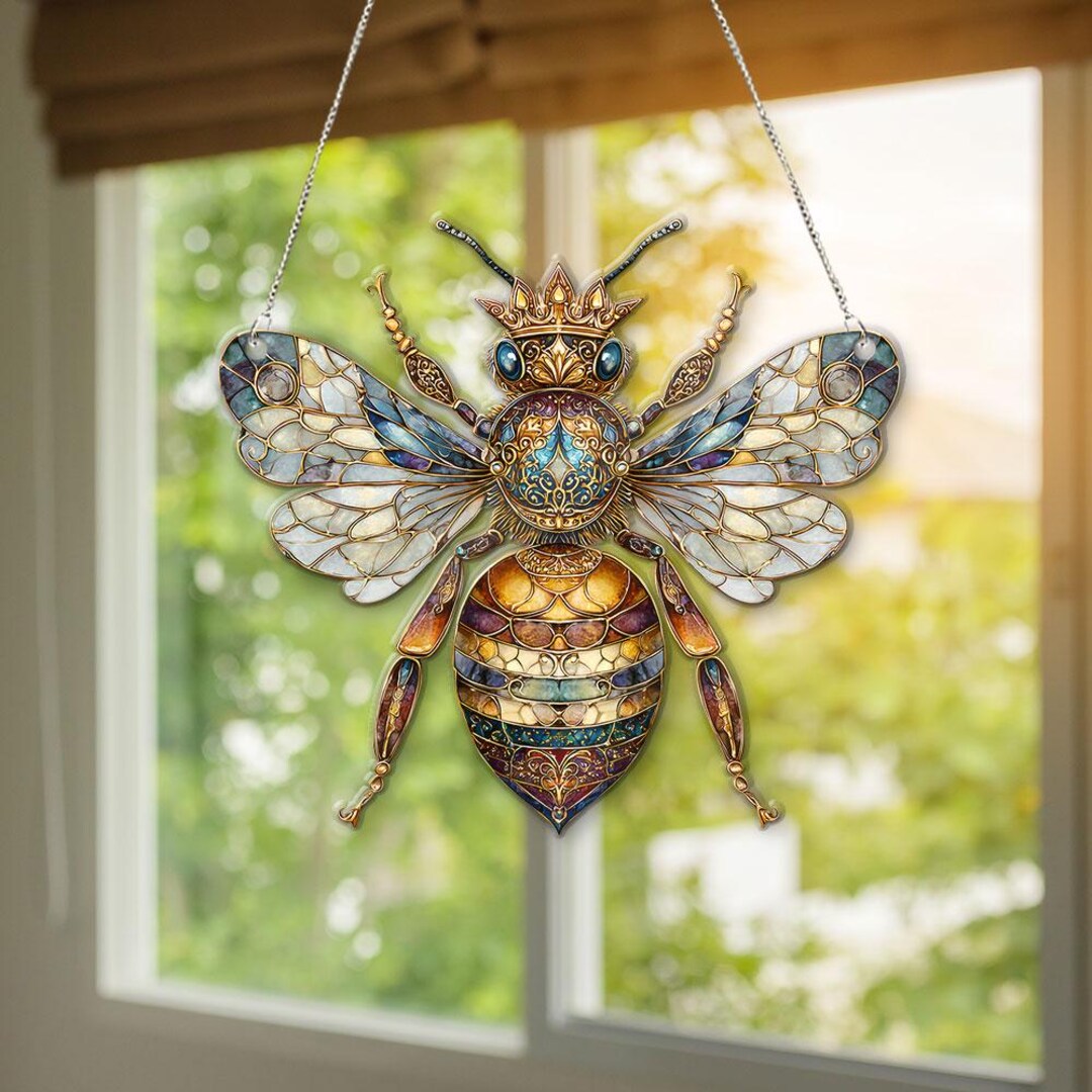 Queen Bee Suncatcher, Honey Bee Window Hanging, Christmas Bee Decor ...