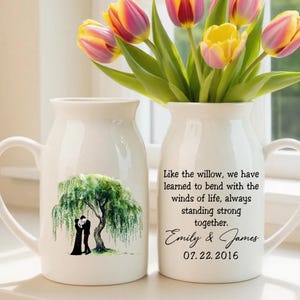 Personalisierte Weidenvase zum 9. Jahrestag, Geschenk zum 9. Jahrestag, Hochzeitstag Blumenvase, Weidenbaumvase, Geschenk für Eltern