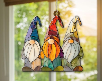 Gnome Suncatcher: ACRYIC Window Hanging, Garden Decor