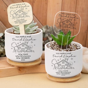 Personalised New Home Gifts, Plant Pot for New Home Occasion, Housewarming Gift For Couples, Moving In Gift for Friend,New Home Owners Gift