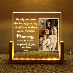 Personalized Acrylic Night Light – New Mom Gift from Grandma – Custom Photo Lamp – First Mother&#39;s Day Gift – Light Up Keepsake for Daughter