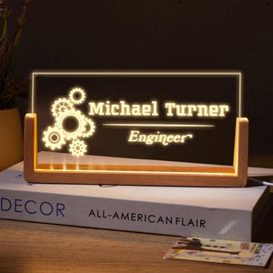 Personlig ingenjörsskylt, ingenjörspresent, present till ny ingenjör, kontorsinredning, dekor för ingenjörsexamen