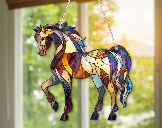 Horse Hanging Decor, Horse ACRYLIC Suncatcher, Equestrian Ornament, Horse window decor, Horse Gifts, Horse Lover Gifts, Horse art