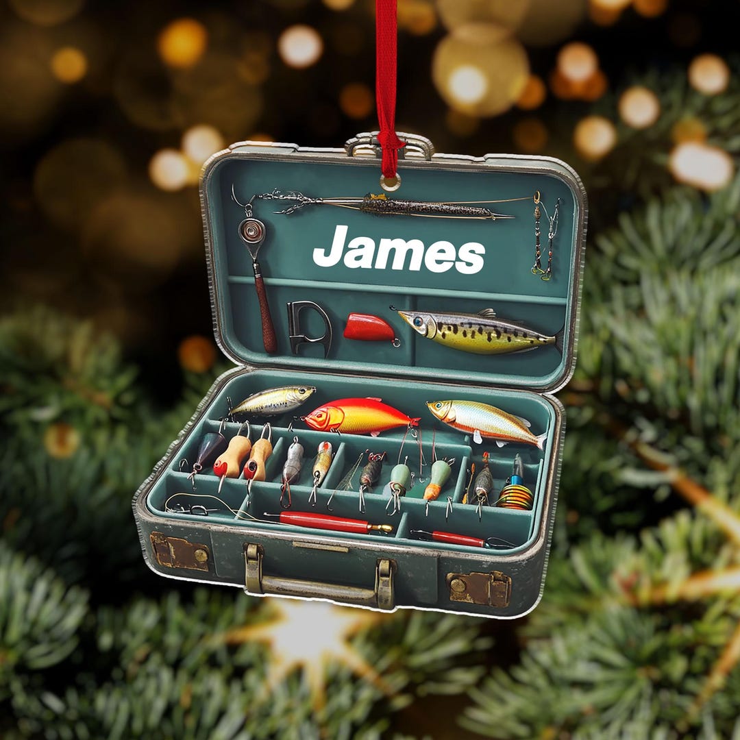 Fishing Tackle Box 2D Flat Acrylic Ornament Not 3D, Fisherman Ornament ...